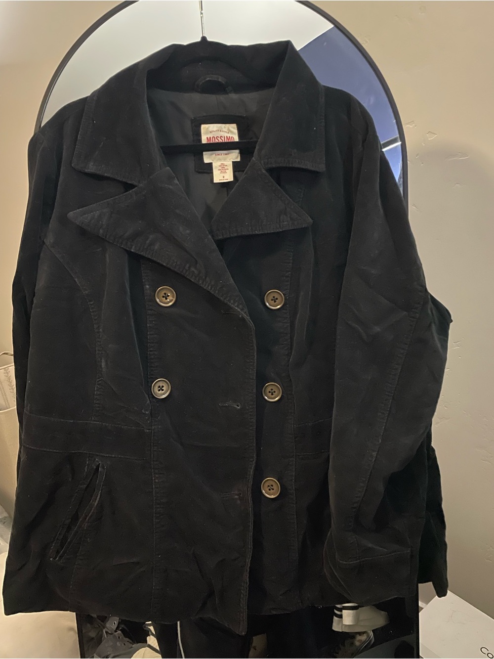 Mossimo Supply Co. Black Double-Breasted Corduroy Pea Coat
